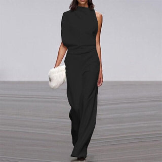 Chāme | Moeiteloze zomerse glamour jumpsuit – Verleidelijke glans, Gedefinieerd silhouet & Onweerstaanbaar aura zwart