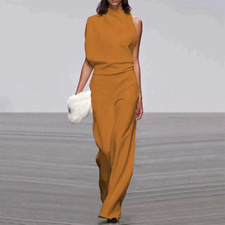 Chāme | Moeiteloze zomerse glamour jumpsuit – Verleidelijke glans, Gedefinieerd silhouet & Onweerstaanbaar aura Geel Oranje