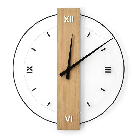 Eikenhouten Wandklok met Stille Loop en Plexiglas Elegante A