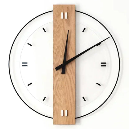 Eikenhouten Wandklok met Stille Loop en Plexiglas Elegante