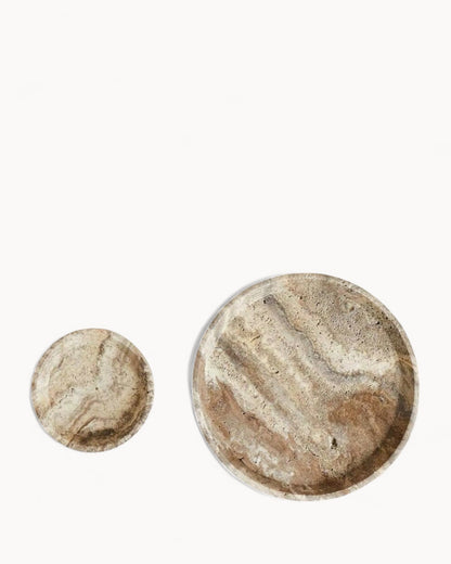 Marmor Dienblad – Rond Opberg Dienblad in Lichtgrijs 25/20 cm