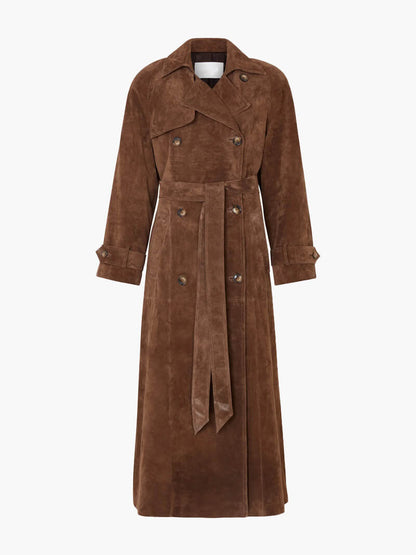 Lange Klassieke Trenchcoat for Women Tijdloze Elegantie Bruin
