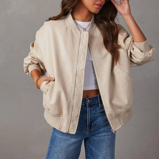 Dames Oversized Bomberjas - Casual, modern en perfect als tussenjas Beige
