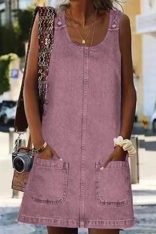Sophé | Damesjurk – Casual streetstyle, comfortabele U-hals en praktische zakken Roze