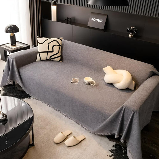 Stijlvolle Chenille Bankhoes Petvriendelijk Waterdicht Universeel Grijs