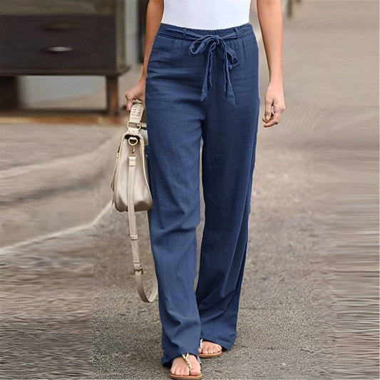 Stijlvolle en Comfortabele Linnen Broek voor Dames Blauw
