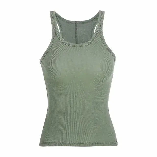 Vintage Geribbelde Tanktop SEREIN Groen L