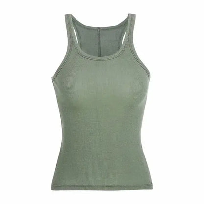 Vintage Geribbelde Tanktop SEREIN Groen L