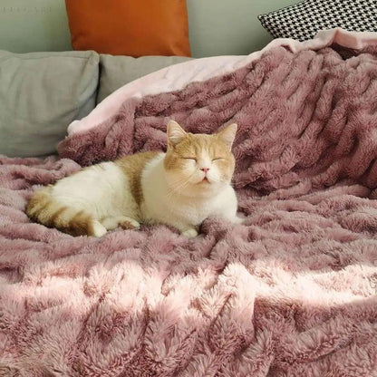 Superzachte Pluche Deken voor Huisdieren – Dubbelzijdig Koraalfleece en Synthetische Vacht, Machinewasbaar en Huidvriendelijk