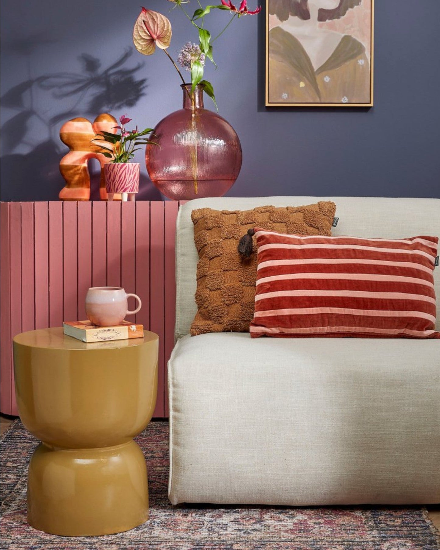 Bijzettafel Geel Cement H45 x Ø35 cm Modern