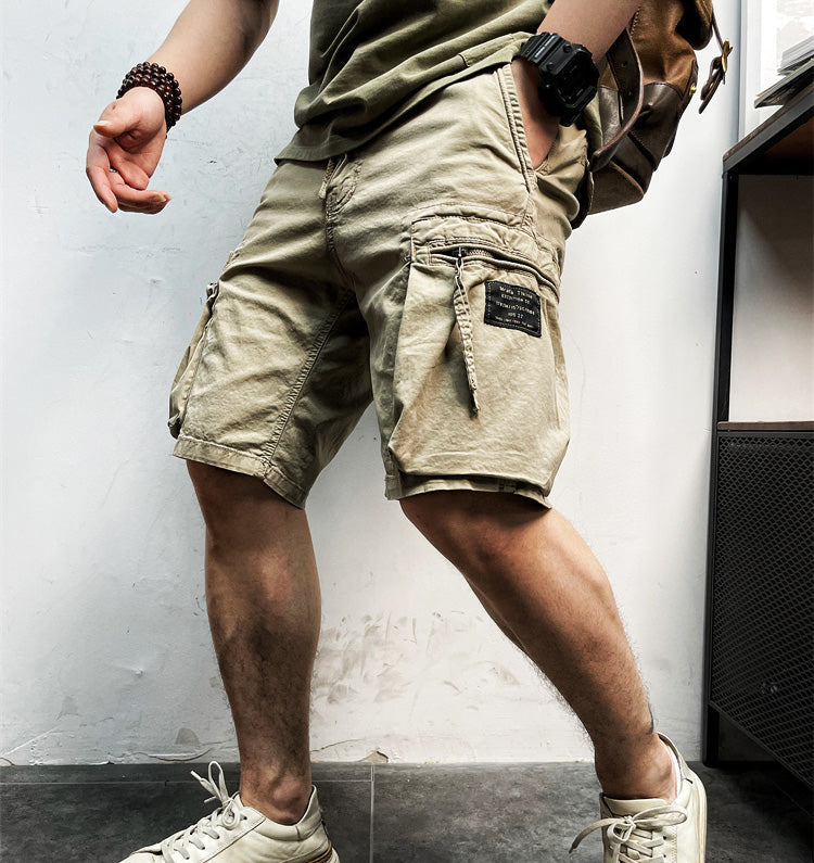 CARWORNIC Cargoshorts voor heren, tactische korte broek, met diverse zakken, van ripstop stof, camouflage, militair, outdoor, wandelen, casual shorts, Zwart, 44