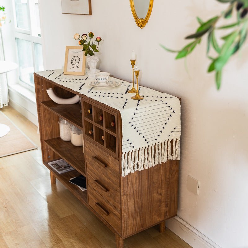 Tafelloper van Natuurlijk Katoen met Kwastjes en Strepen