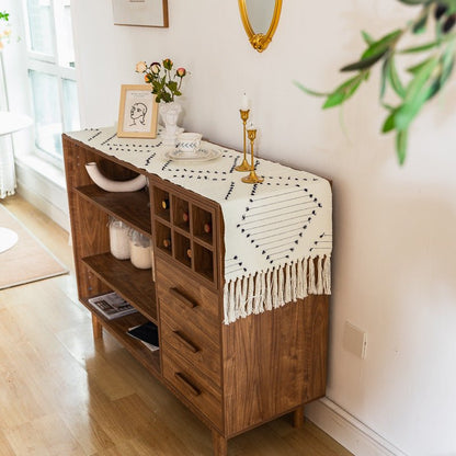 Tafelloper van Natuurlijk Katoen met Kwastjes en Strepen