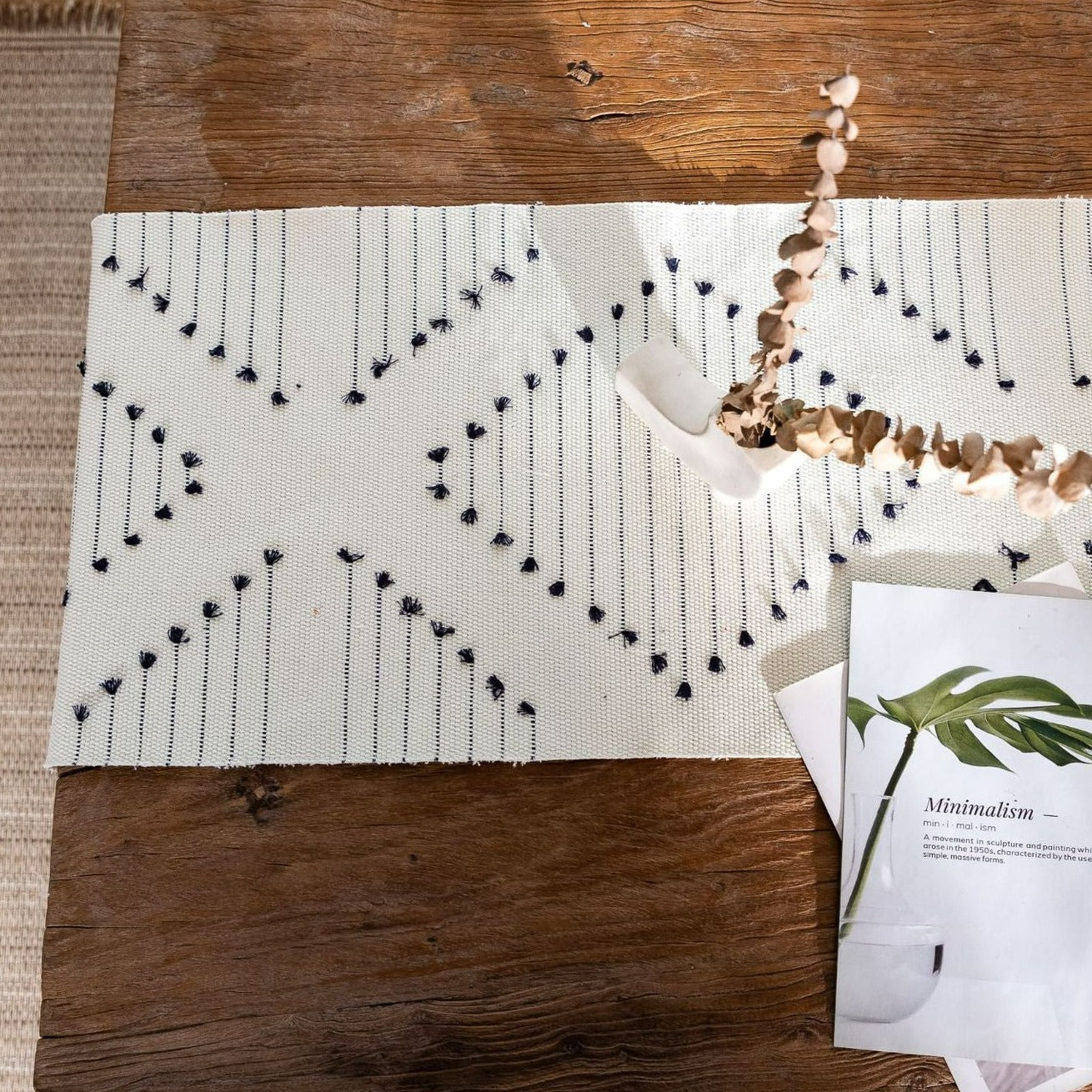 Tafelloper van Natuurlijk Katoen met Kwastjes en Strepen