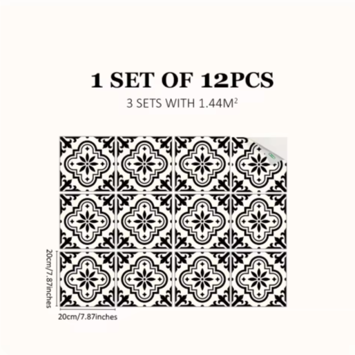 Tegelstickers Zwart-Wit Voor Verfrissing Van Vloeren Zwart S