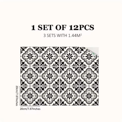 Tegelstickers Zwart-Wit Voor Verfrissing Van Vloeren Zwart S
