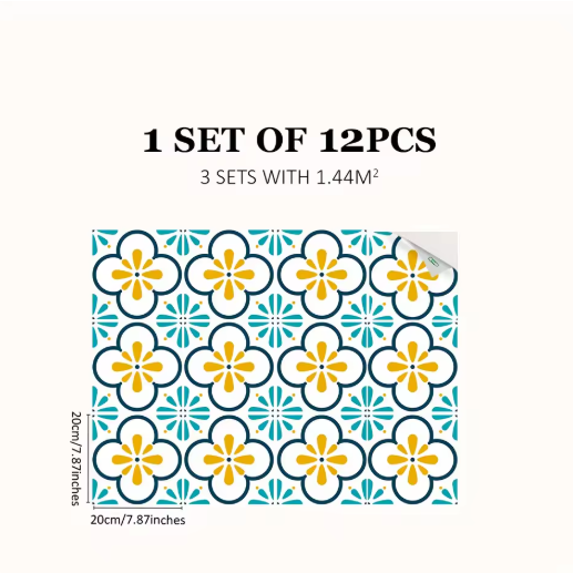 Tegelstickers Zwart-Wit Voor Verfrissing Van Vloeren Blauw L