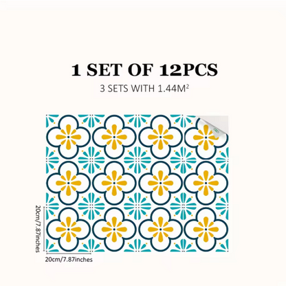 Tegelstickers Zwart-Wit Voor Verfrissing Van Vloeren Blauw L