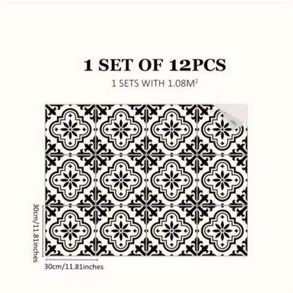 Tegelstickers Zwart-Wit Voor Verfrissing Van Vloeren Zwart L