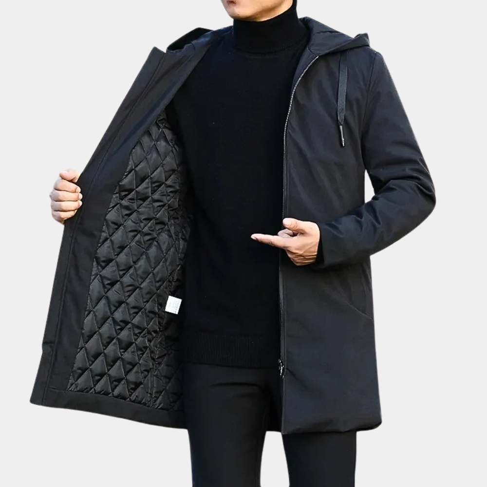 Heren Zwarte Winter Regenjas - Warm & Waterdicht Zwart