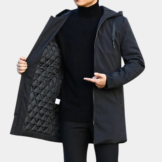 Heren Zwarte Winter Regenjas - Warm & Waterdicht Zwart