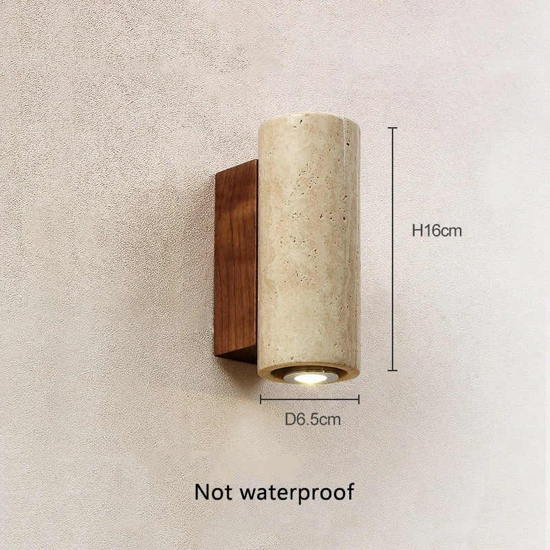 Japandi Wandlamp met Travertijn Afwerking en Minimalistisch Ontwerp Circulaire binnenruimte Medium