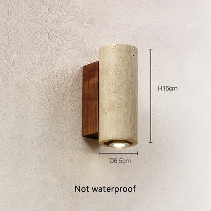 Japandi Wandlamp met Travertijn Afwerking en Minimalistisch Ontwerp Circulaire binnenruimte Medium