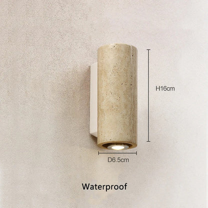 Japandi Wandlamp met Travertijn Afwerking en Minimalistisch Ontwerp Circulair voor buiten Medium