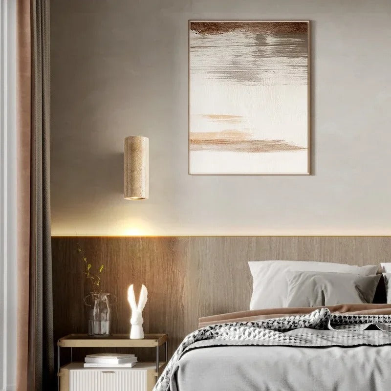 Japandi Wandlamp met Travertijn Afwerking en Minimalistisch Ontwerp