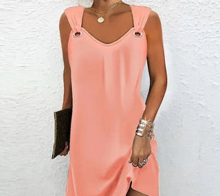 Trendy Zomerjurk met O-ring Detail Roze