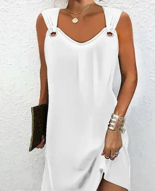 Trendy Zomerjurk met O-ring Detail Wit