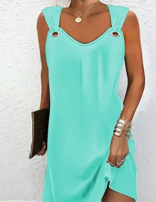 Trendy Zomerjurk met O-ring Detail Blauw