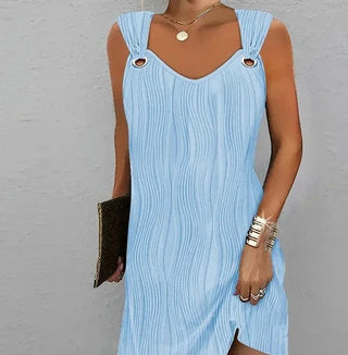 Trendy Zomerjurk met O-ring Detail Lichtblauw
