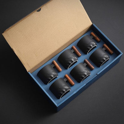 Stijlvolle Porseleinen Mokken Set Voor Drankjes 70 Ml Zwart