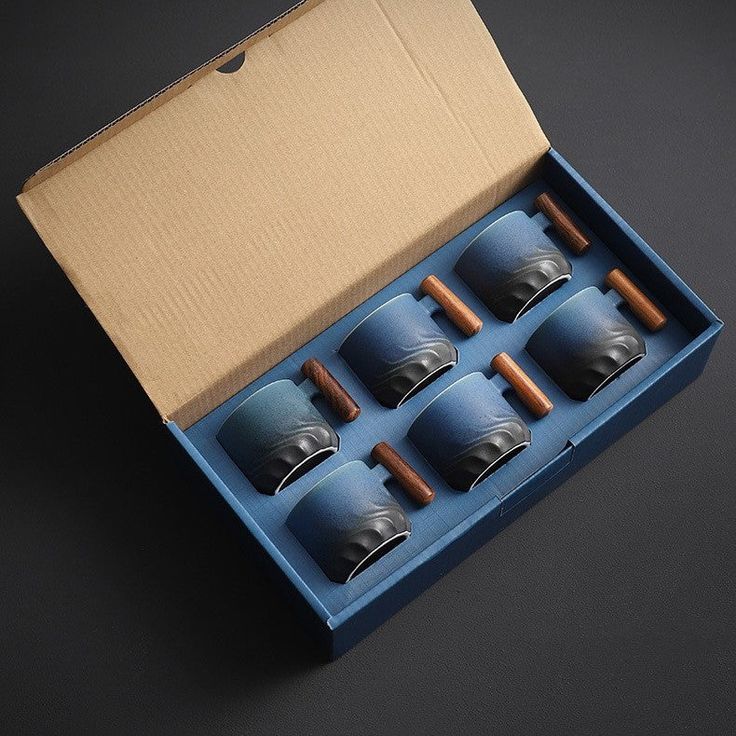 Stijlvolle Porseleinen Mokken Set Voor Drankjes 70 Ml Blauw