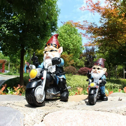 Tuindecoratie Gnome Dwarf Beeldje Fietsende Oude Man Resin