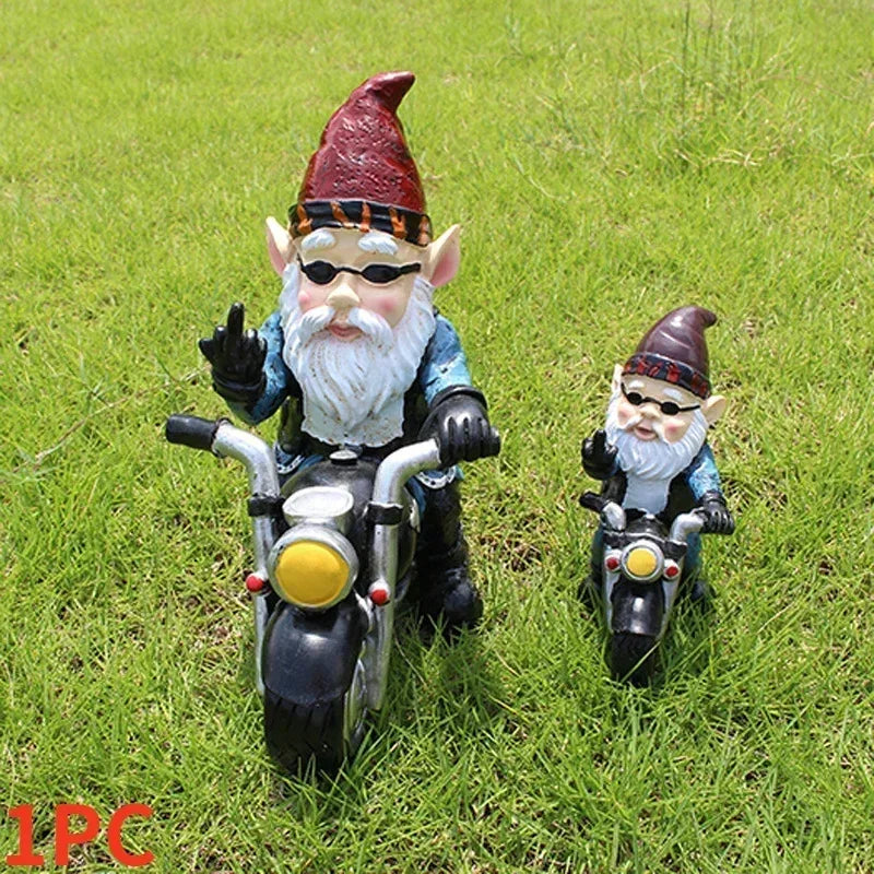 Tuindecoratie Gnome Dwarf Beeldje Fietsende Oude Man Resin