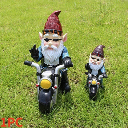 Tuindecoratie Gnome Dwarf Beeldje Fietsende Oude Man Resin