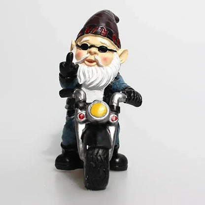 Tuindecoratie Gnome Dwarf Beeldje Fietsende Oude Man Resin