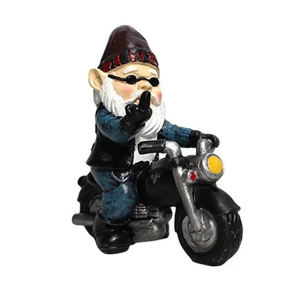 Tuindecoratie Gnome Dwarf Beeldje Fietsende Oude Man Resin