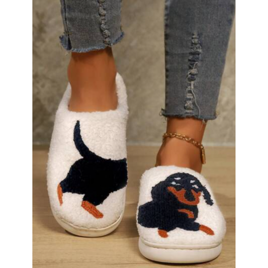 Pantoffels Unisex Slippers Met Hondenmotief Sloffen Wit