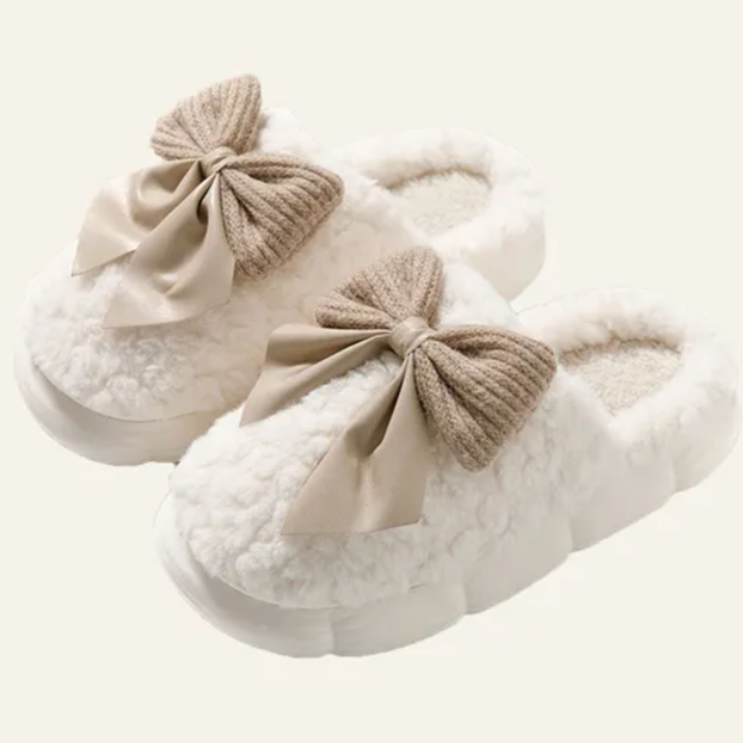Dames Pantoffels met Strik - Zachte Sloffen voor Thuis Wit