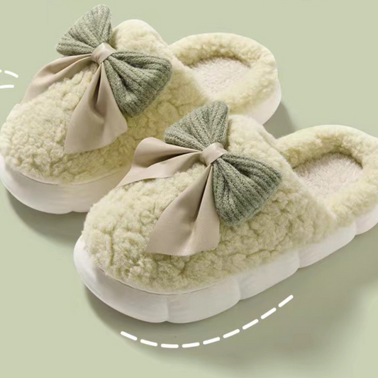 Dames Pantoffels met Strik - Zachte Sloffen voor Thuis Groen