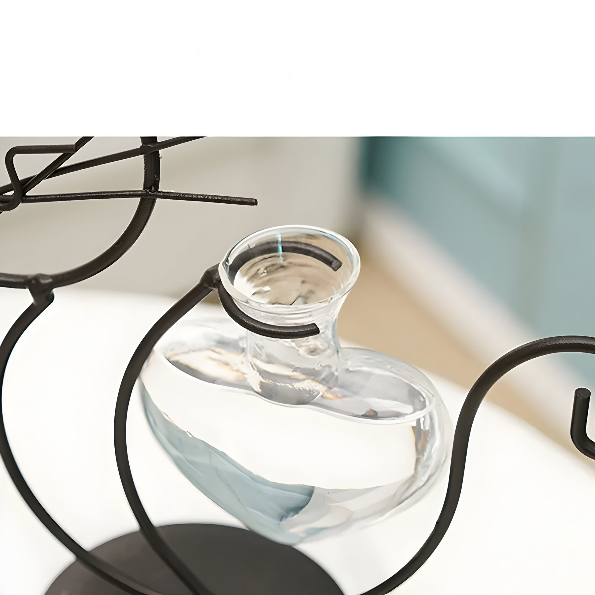 AquaPurr Vaasje - Hydroponische Glas-Hart-Vaas met Katvormige Houder