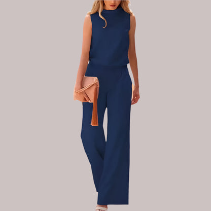Dames Zijde Jumpsuit Zijde Mouwloze Top Wijde Pijpen