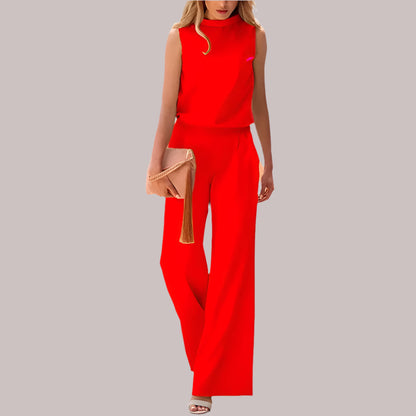 Dames Zijde Jumpsuit Zijde Mouwloze Top Wijde Pijpen