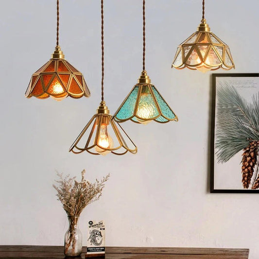 Klassieke Glas In Lood Hanglamp Voor Tijdloze Elegantie Oranje B
