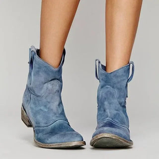 Dames Leren Enkellaarsjes - Western-stijl voor de winter Blauw