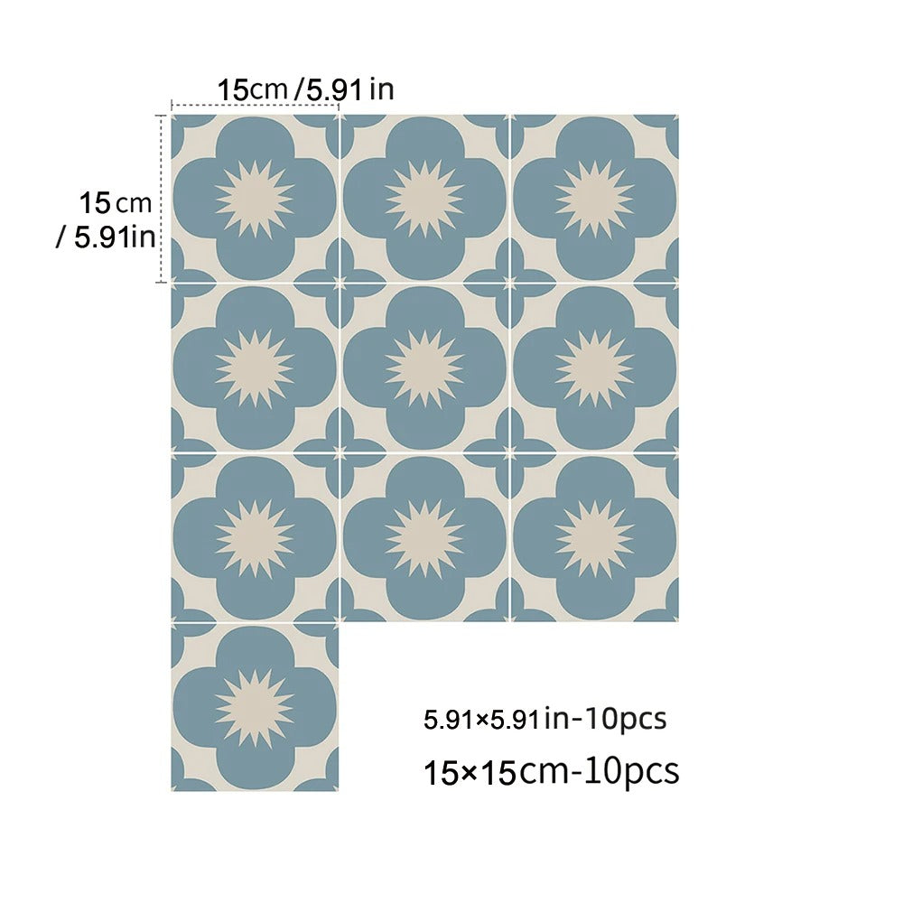 Tegelstickers Voor Keuken Badkamer En Meubels Kleurijk En Waterbestendig 15X15cm TD023M 10 stuks (1 set)