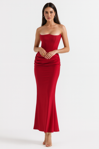 Aura | Dames Maxi-jurk – Strapless Design & Elegante Pasvorm Rood